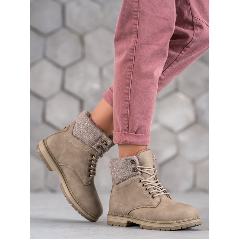 SHELOVET Trappers With Glitter beige 2