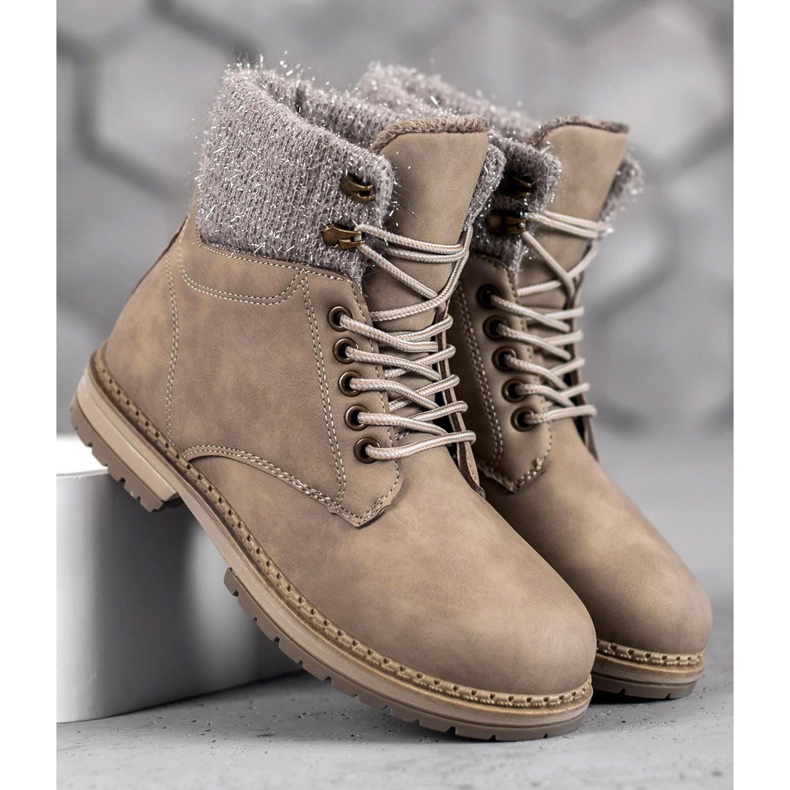 SHELOVET Trappers With Glitter beige 1