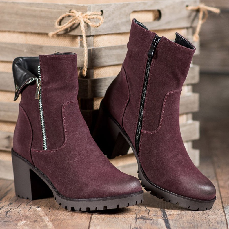 VINCEZA maroon boots purple 1