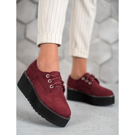 SHELOVET Suede shoes on the platform red 1