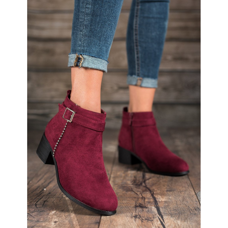SHELOVET Suede high-heeled boots red 1