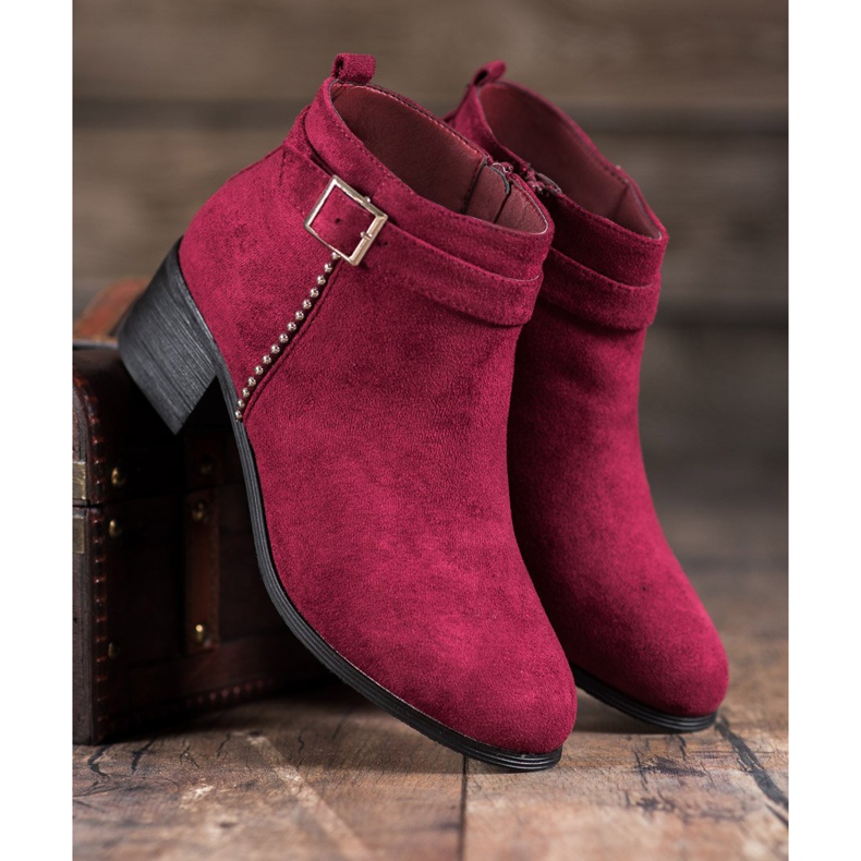 SHELOVET Suede high-heeled boots red 2
