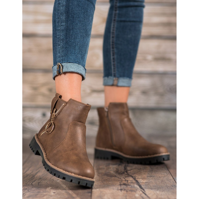 Jumex Boots With Decorative Zipper brown 2