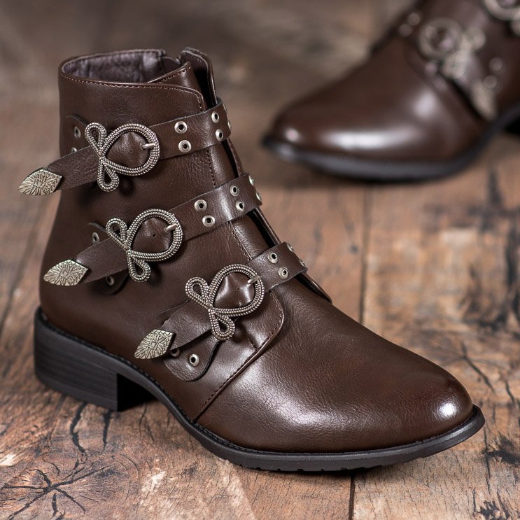 Anesia Paris Brown Boots With Buckles 1