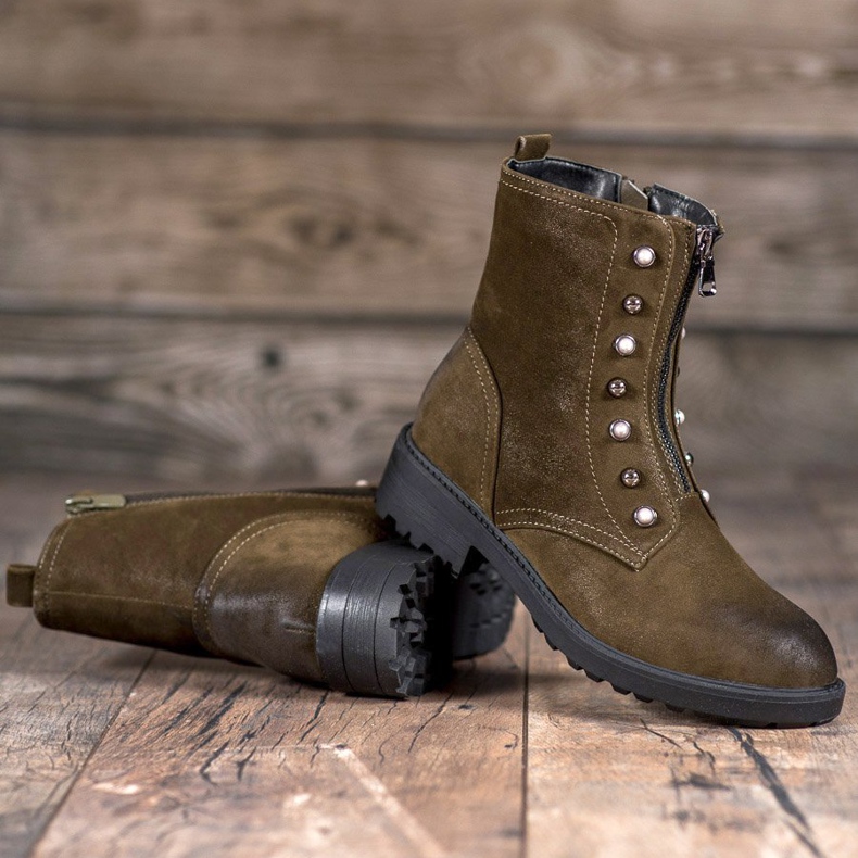 S. BARSKI High Boots With Beads green 2