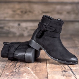 S. BARSKI Suede Booties With A Bow black 1