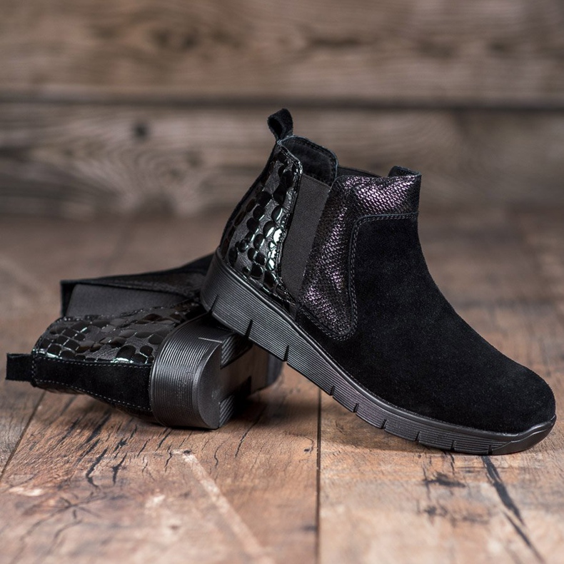 SHELOVET Women's slip on boots black 1