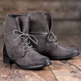 S. BARSKI Gray lace-up boots grey 1