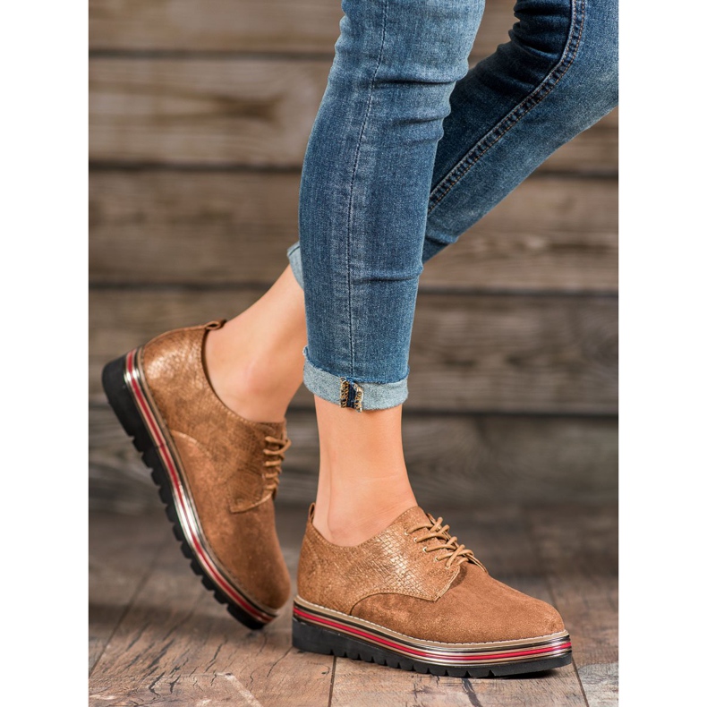 SHELOVET Shoes On the Snake Print Platform brown 1