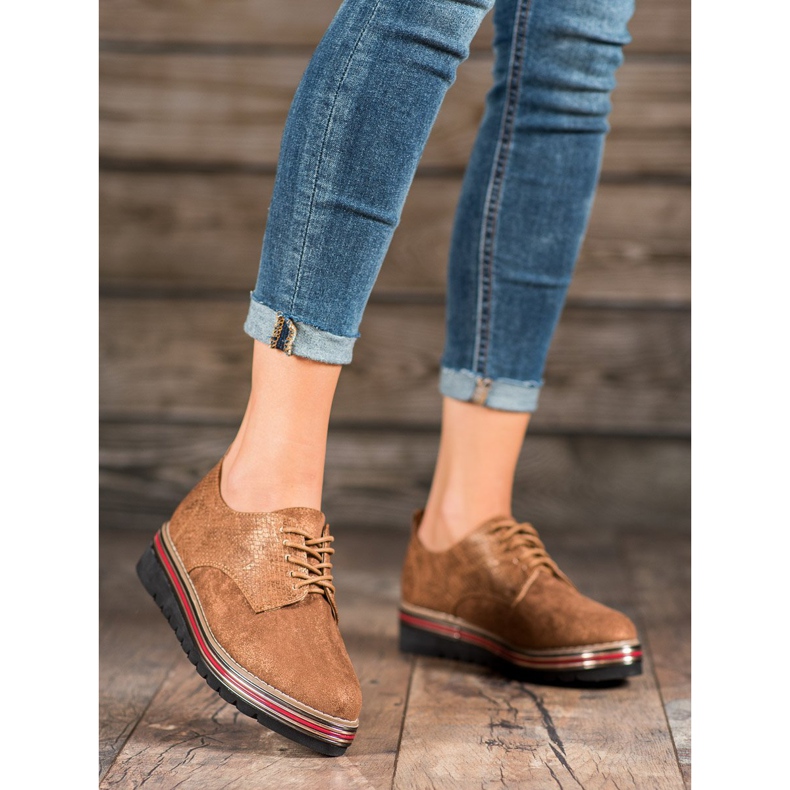 SHELOVET Shoes On the Snake Print Platform brown 2