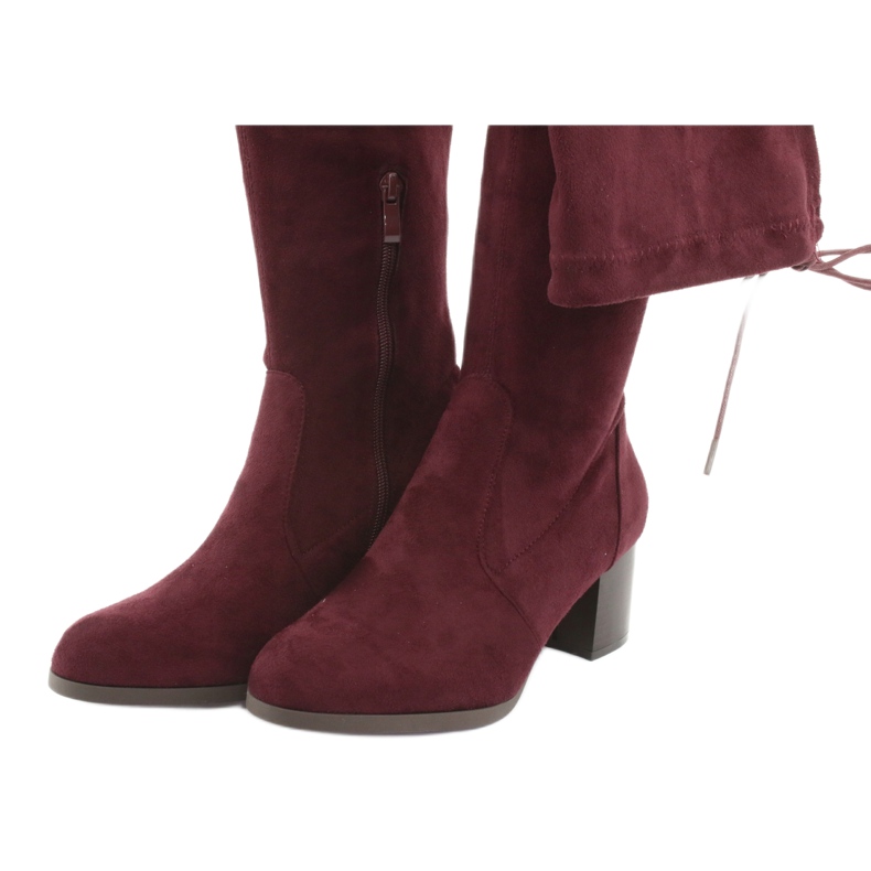 M.Daszyński Over-the-knee suede boots red 3