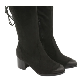 M.Daszyński Black suede over the knee boots 1715 4