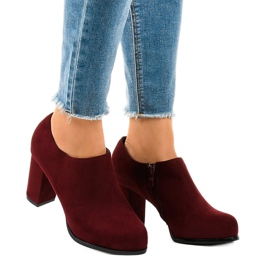 Maroon suede ankle boots with a JM-9 zipper red 1