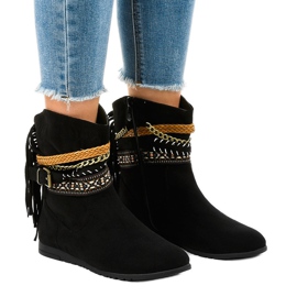 Black suede boots with T88 fringes 1