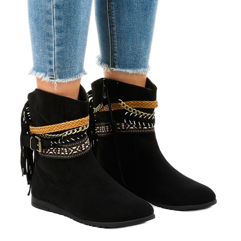 Black suede boots with T88 fringes 1