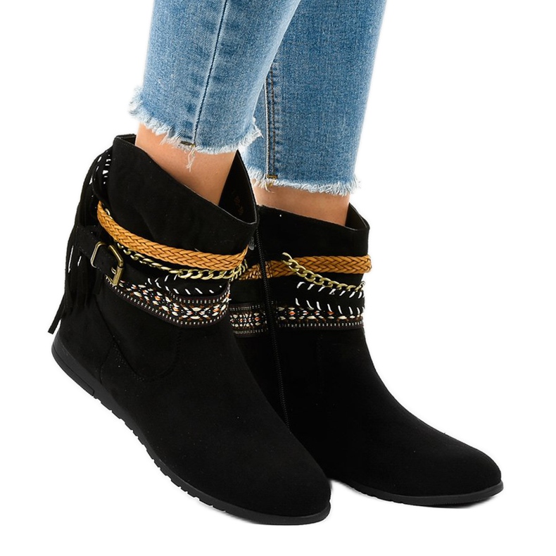 Black suede boots with T88 fringes 2