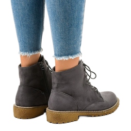 Gray suede lace-up boots HJ99-103 grey 3