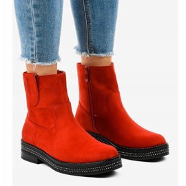 Red suede ankle boots CH1812-2 1