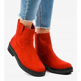 Red suede ankle boots CH1812-2 2