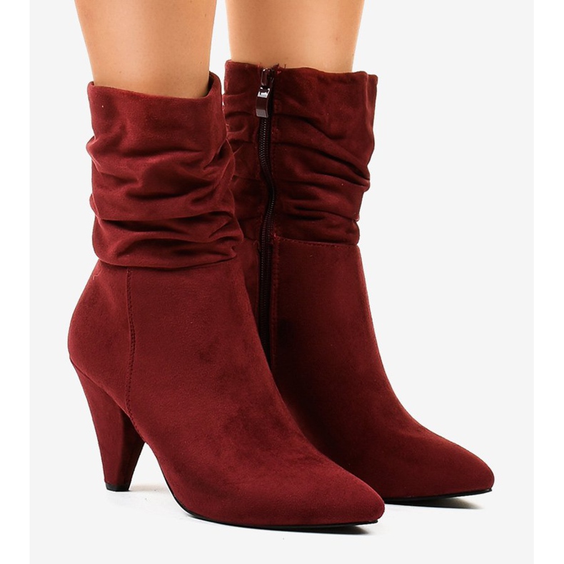Maroon suede boots on the F027 post red 1