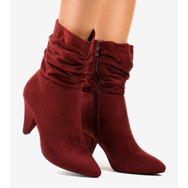 Maroon suede boots on the F027 post red 2