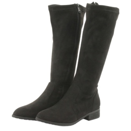 M.Daszyński Black stretch boots flat heel MR1602 3