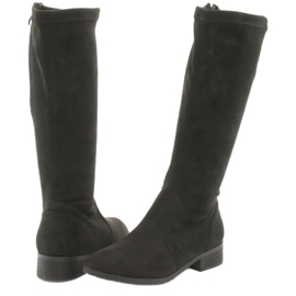 M.Daszyński Black stretch boots flat heel MR1602 4