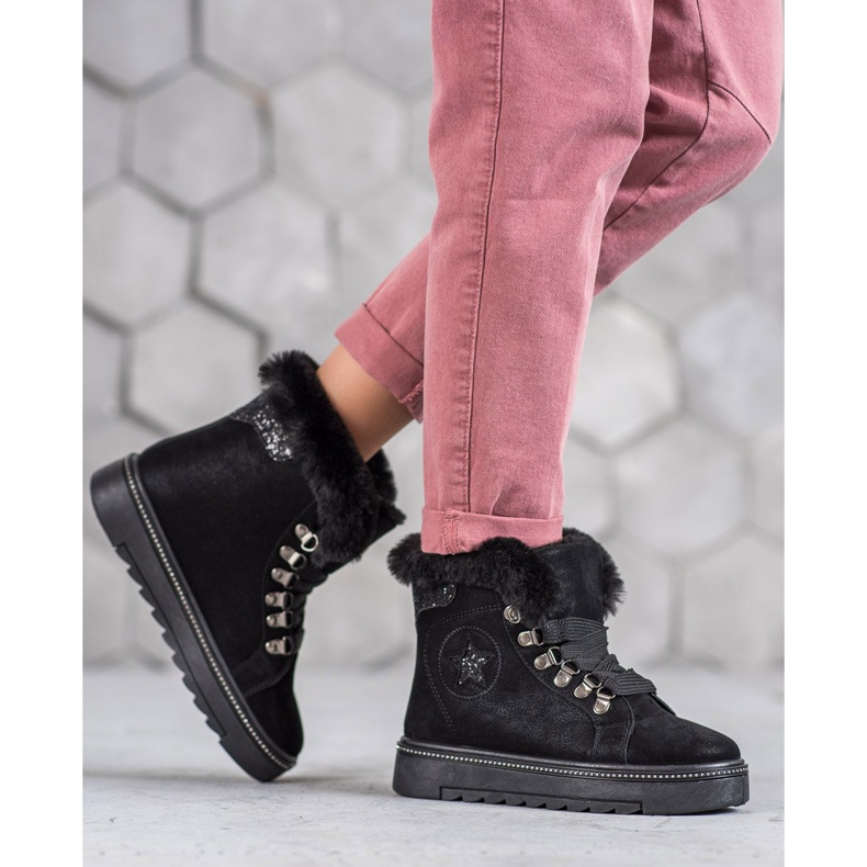 SHELOVET Lace-up Black Boots 2