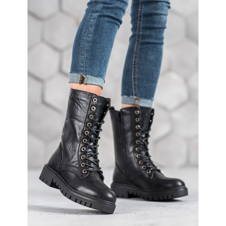 SHELOVET Black Glany Booties 2