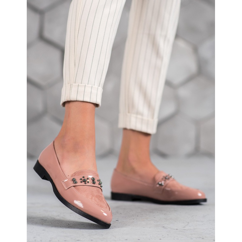 SHELOVET Lacquered loafers pink 2 SHELOVET Lacquered loafers pink 2