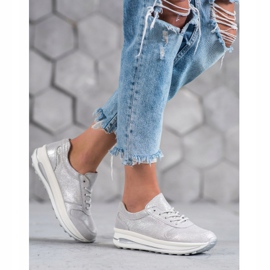 Leather Shoes With VINCEZA Glitter grey 2