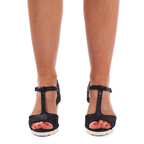 Black Sandals On Wedge YH2709 1