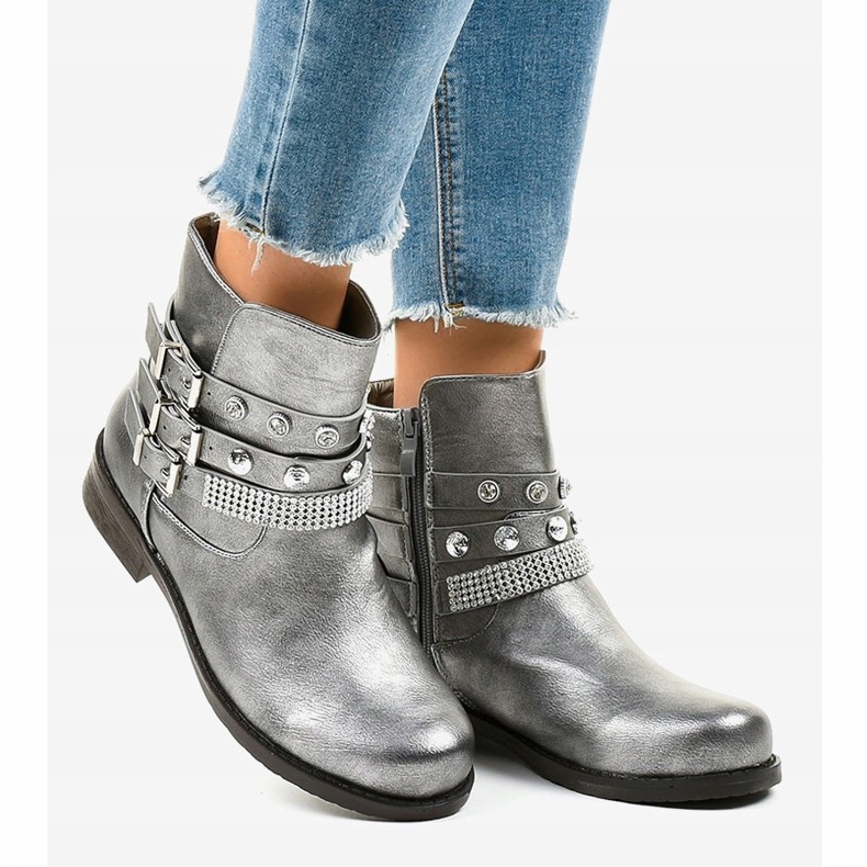 Gray boots richly decorated LL179 grey 2