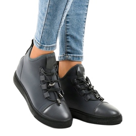 Gray, insulated high sneakers with a wedge XY-35 grey 1