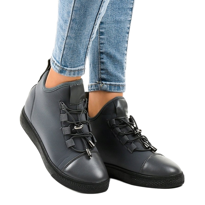 Gray, insulated high sneakers with a wedge XY-35 grey 1