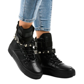 Black flat sneakers Y-205 1