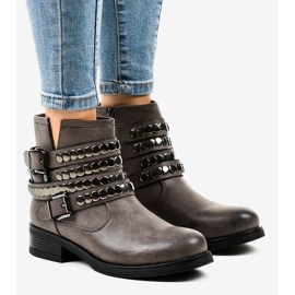 Women's gray flat insulated boots F1608 grey 1