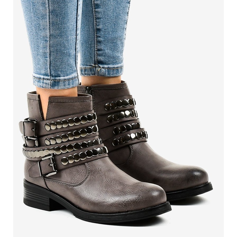 Women's gray flat insulated boots F1608 grey 1