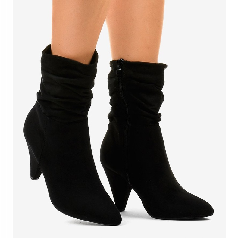 Black suede ankle boots on the F027 post 2