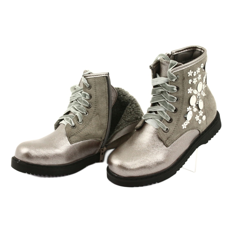 Miss Girls' Girls varnished with sequins gray cappuccino 1433 grey 4