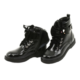 Lacquered boots with bow and rhinestones Evento 1432 black 5