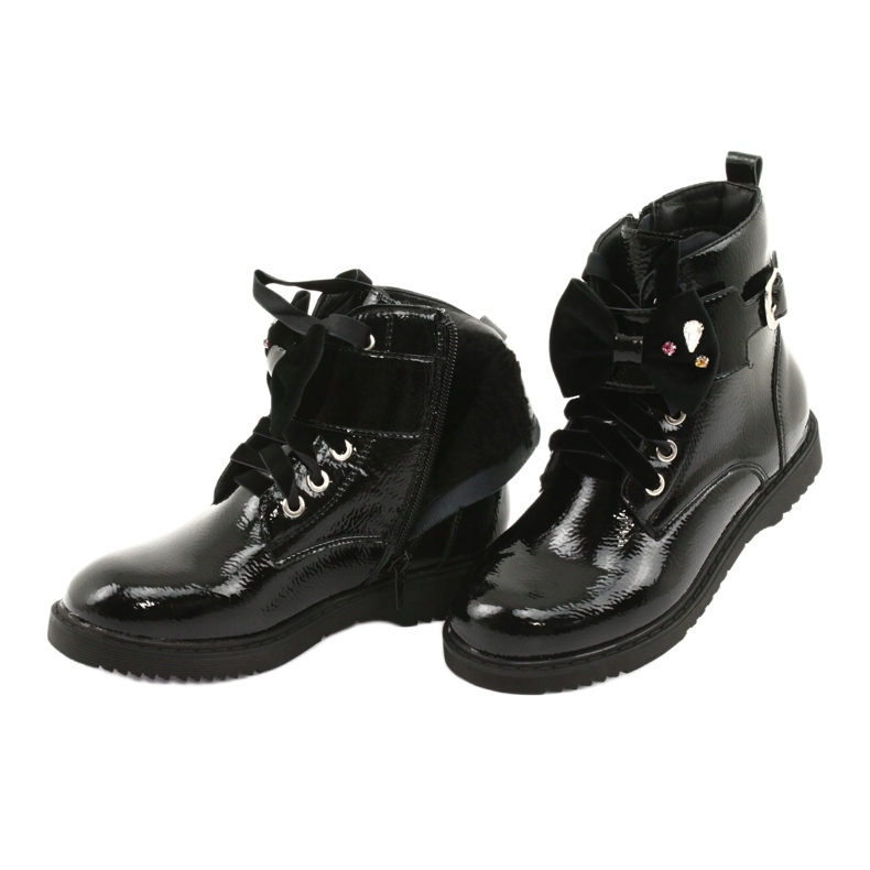 Lacquered boots with bow and rhinestones Evento 1432 black 5
