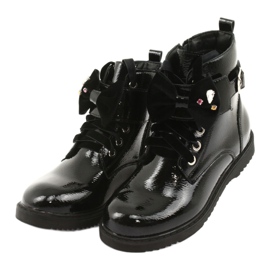 Lacquered boots with bow and rhinestones Evento 1432 black 3