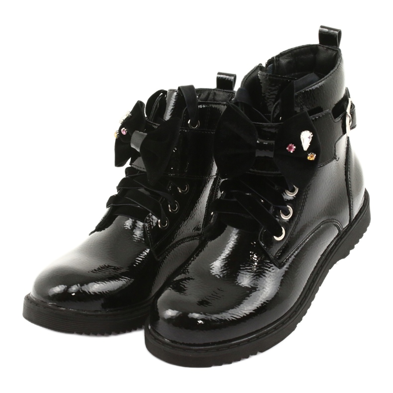 Lacquered boots with bow and rhinestones Evento 1432 black 3