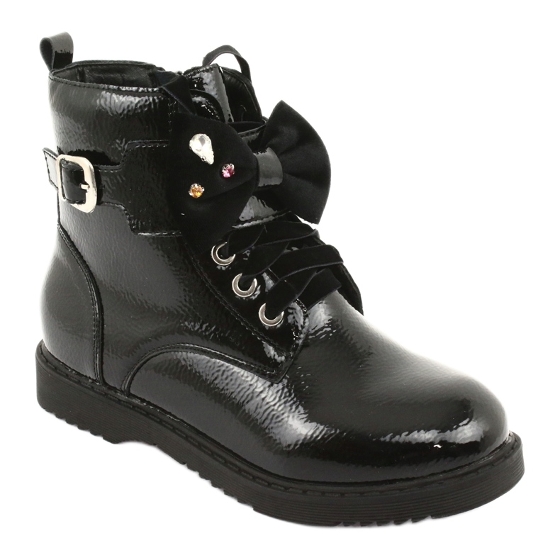 Lacquered boots with bow and rhinestones Evento 1432 black 1