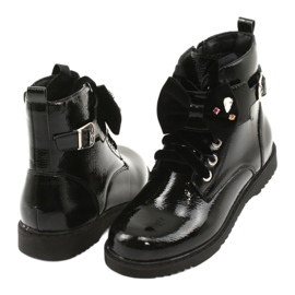 Lacquered boots with bow and rhinestones Evento 1432 black 4