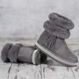 SHELOVET Snow boots with fringes grey 1