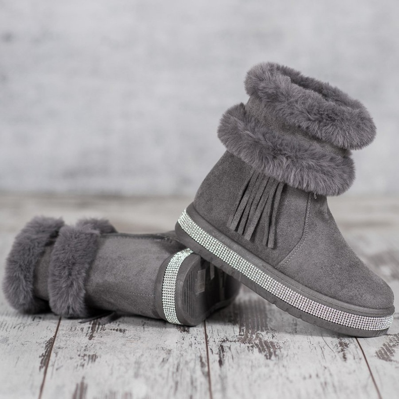 SHELOVET Snow boots with fringes grey 1