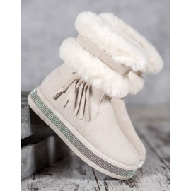 SHELOVET Snow boots with fringes brown 1