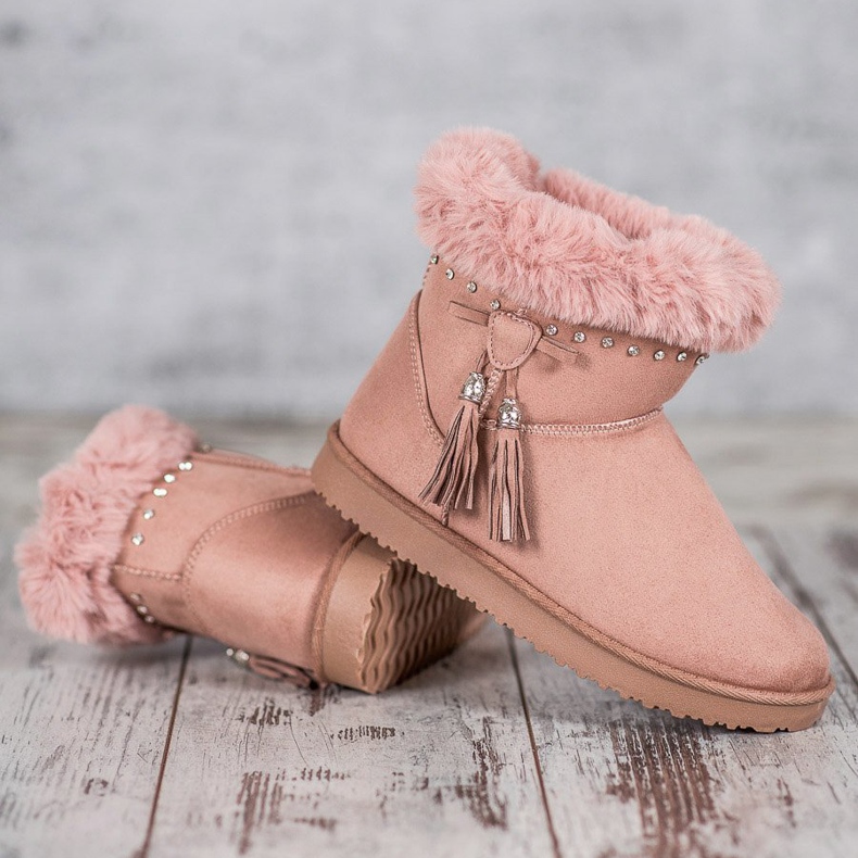 SHELOVET Mukluki With Crystals pink 2